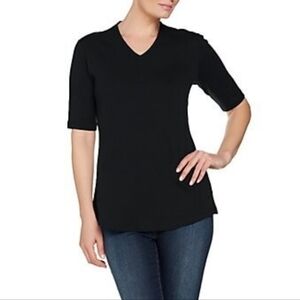 Isaac Mizrahi V-Neck Black Top